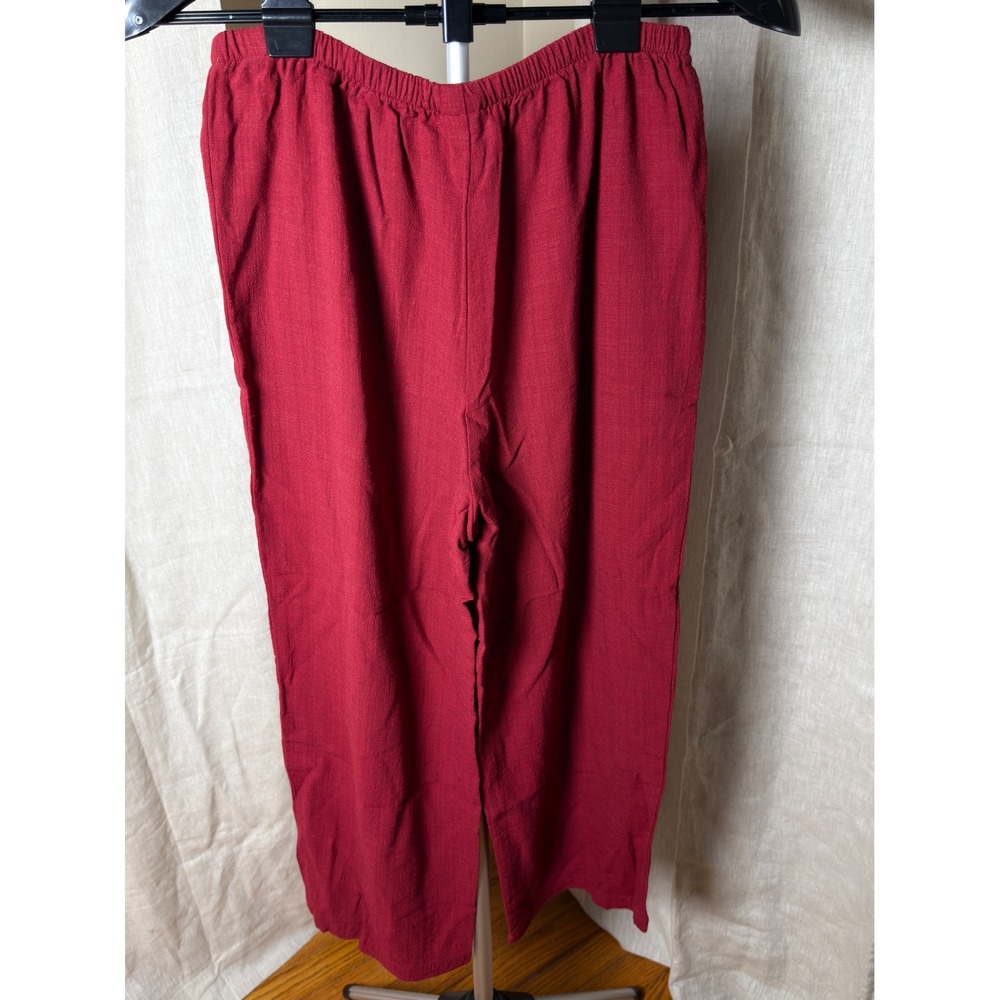 Eileen Fisher XS Red Italian Fabric Pull On Ankle Pants Made USA Vintage - Picture 2 of 6